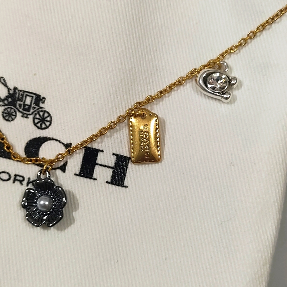 NWT COACH Mini Tabby Gold and Black Charm Necklace - Picture 4 of 10